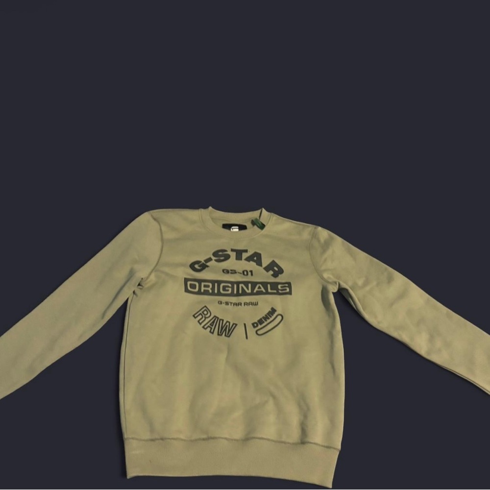 G-Star Tan Crewneck Sweater with Graphic Design